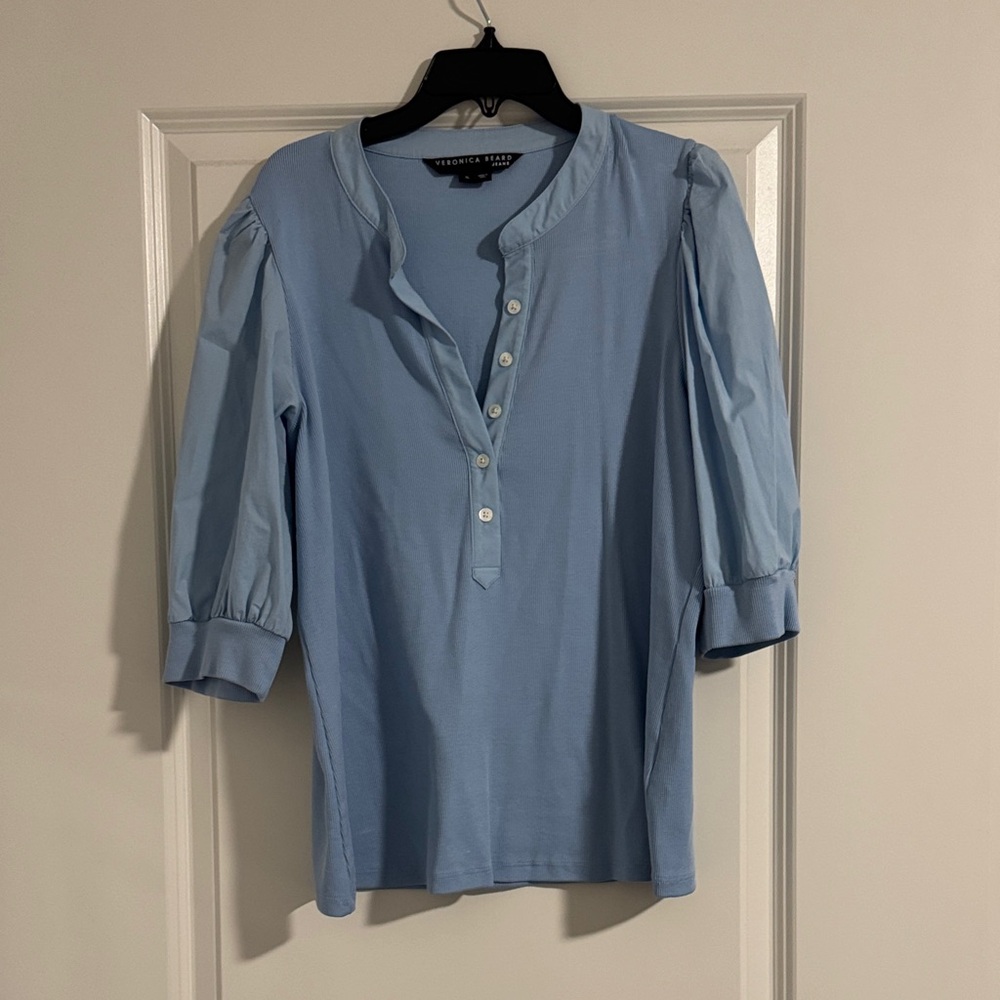 Veronica Beard Light Blue Button-Up Top